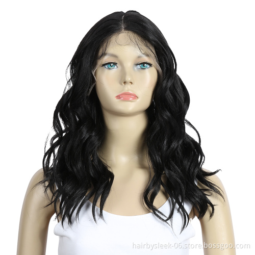 Rebecca fashion 18 inches competitive price Middle Part Lace Front Deep Loose Wave Wig Heat Resistant Fiber Synthetic Hair Wigs